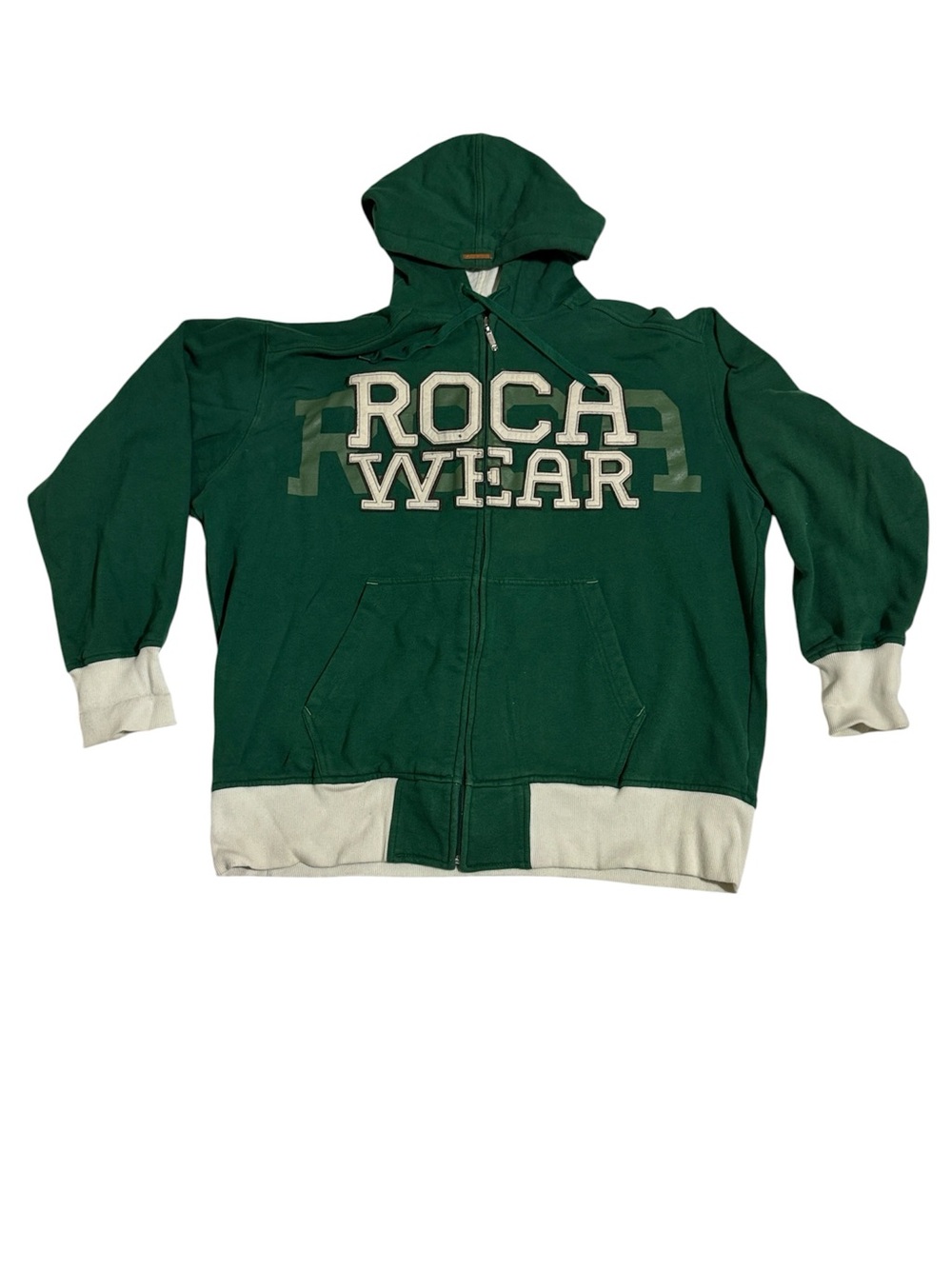Vintage Y2K Rocawear Hoodie Full Zip Green Sweater Men’s 2XL Sweatshirt XXL